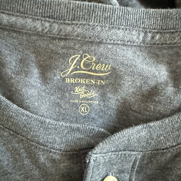 J. Crew Broken In Long Sleeve Henley Heathered Blue Men's Shirt Size XL - Picture 8 of 9